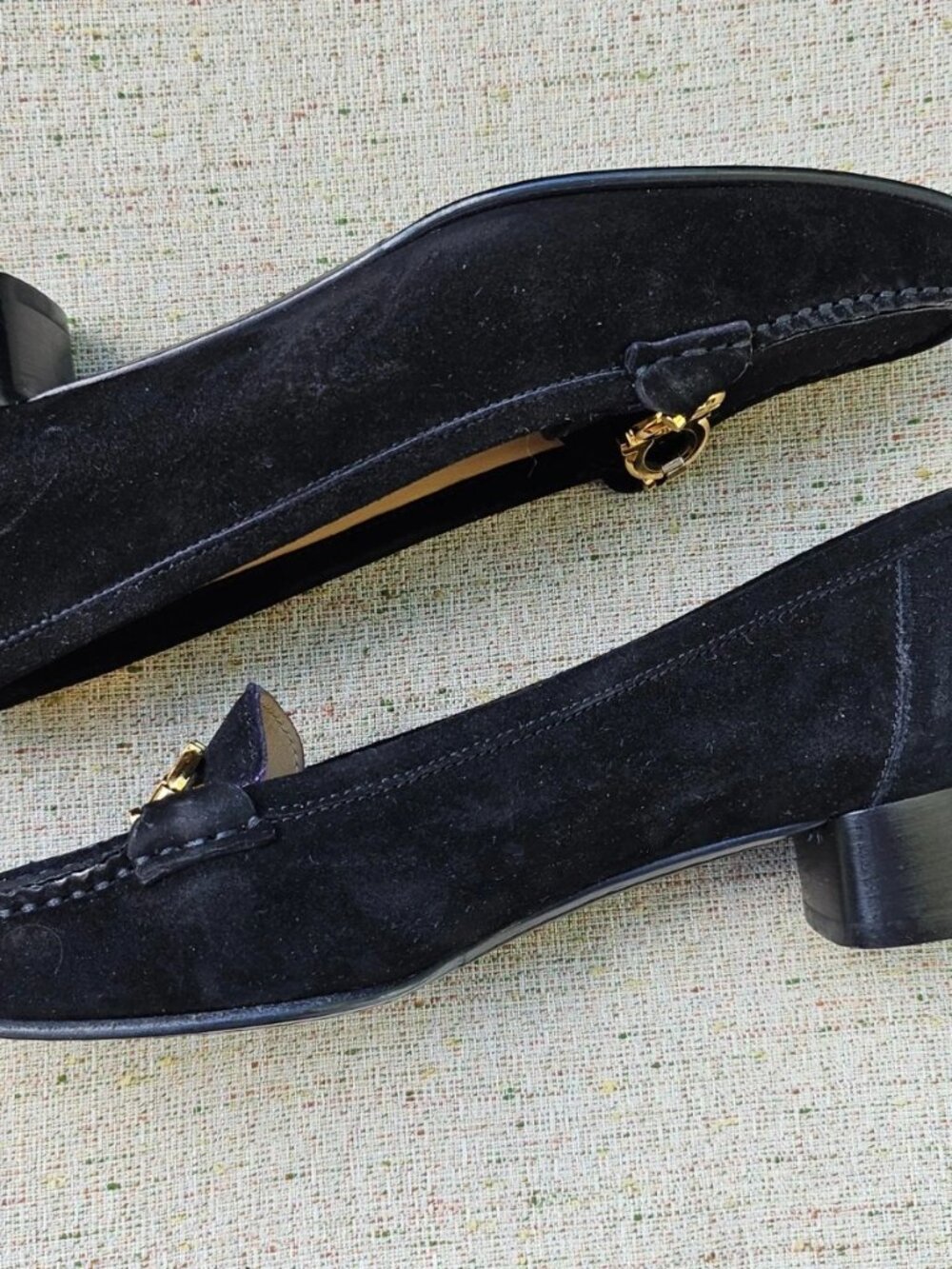 Vintage Salvatore Ferragamo Women Shoes Black Suede Leather Slip On Sz4.5 Italy - Picture 6 of 11